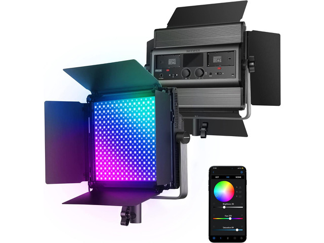 NEEWER RGB1200 RGB LED Video Light Panel with APP/2.4G Control, 60W Studio Photography Lighting 22000Lux@0.5m/1% Precise Min Dimming/360Â° Full...