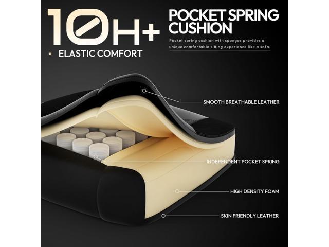 Gaming Chair with Pocket Spring Cushion, Video Game Computer Chair with Footrest for Adults, High Back Gamer Leather Chair with Headrest and Lumbar...