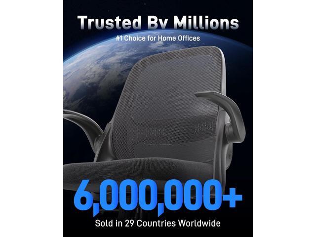 Ergonomic Mesh Office Chair for Home Office, Flip-Up Arms, Breathable Mesh Back & Thick Seat Cushion, Swivel Rolling Computer Desk Chair, BIFMA...