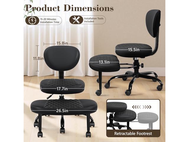 Ergonomic Cross Legged Office Chair with Wheels - Adjustable Height for Meditation, ADHD Desk & Yoga - Wide Criss Cross Design with Lumbar Support,...