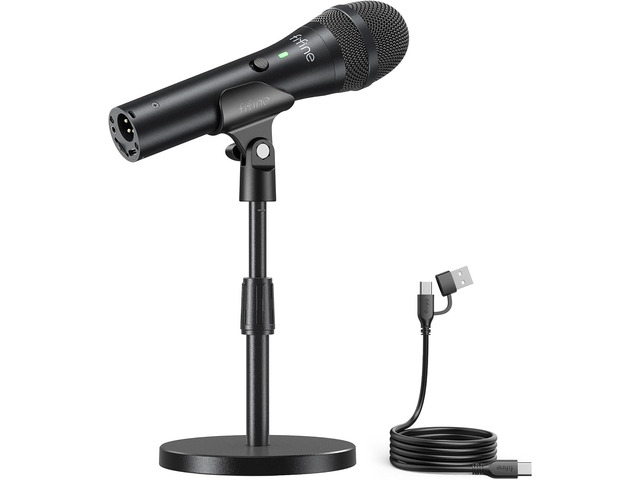 FIFINE USB/XLR Dynamic Microphone for Podcast Recording, Studio Handheld Mic Set with Desktop Stand for Vocal, Voice Over, Streaming,...