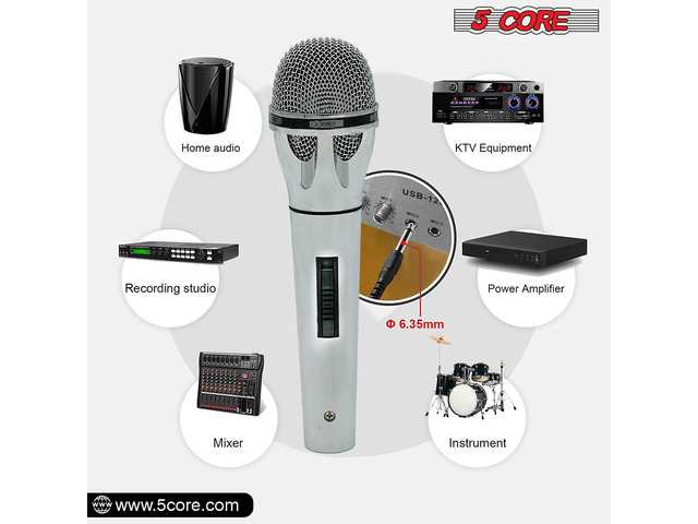 5 CORE Premium Vocal Dynamic Cardioid Handheld Microphone Unidirectional Mic with 16ft Detachable XLR Cable to ¼ inch Audio Jack and On/Off Switch...