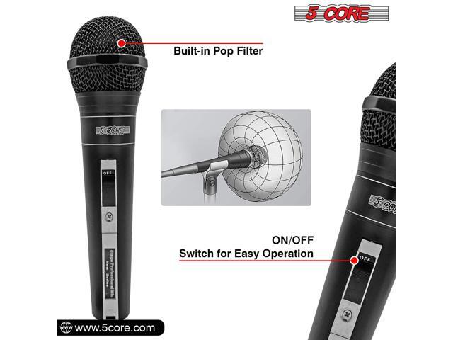 5 CORE Premium Vocal Dynamic Cardioid Handheld Microphone Unidirectional Mic with 16ft Detachable XLR Cable to ¼ inch Audio Jack and On/Off Switch...
