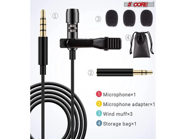 5Core Lavalier Microphone 3.5mm Clip-On Mic for Android DSLR Tiktok Youtube Vlog CM MOB 2M