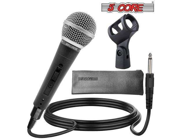 5 Core Premium Vocal Dynamic Cardioid Handheld Microphone Neodymium Magnet Unidirectional Mic; 16ft Detachable XLR Deluxe Cable to ¼ Audio Jack;...