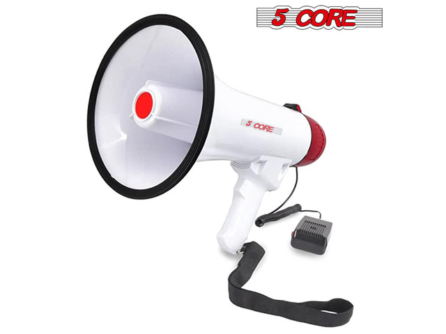 5Core Megaphone Handheld Bullhorn Cheer Loudspeaker Bull Horn Speaker Megaphono Siren Sling Strap Portable 20RF