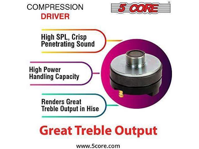 5Core 400 Watts Compression Driver - Screw-on Horn Speaker 40W RMS - 1.34' Voice Coil with Titanium Diaphragm - Bolt on Throat Style Tweeter with...