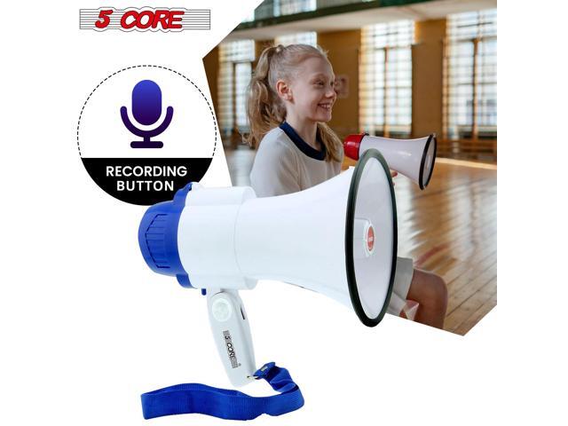 5 Core Megaphone Bullhorn Cheer Horn Mic Recording Siren Blow Horn Rechargeable battery Hand Held Mega Phone Loudhailer 8R-USB-WB