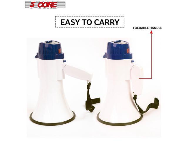 5 Core Megaphone Bullhorn Cheer Horn Mic Recording Siren Blow Horn Rechargeable battery Hand Held Mega Phone Loudhailer 8R-USB-WB