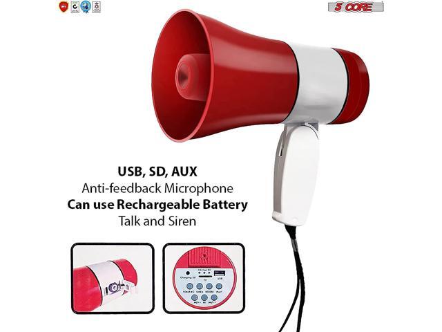 5Core Megaphone Handheld Bullhorn Cheer Loudspeaker Bull Horn Speaker Megaphono Siren Sling Strap Portable 138 RU