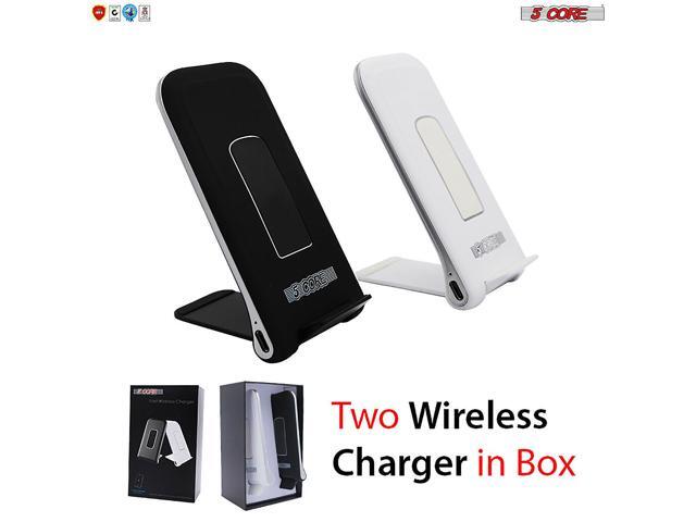 Dock Stand Charger Wireless Black & White 1 Pair Qi 15W Wire Less Fast Charger Pad Stand Quick Charging 5 Core CDKW03