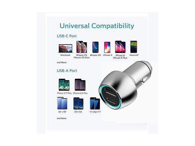 Products 5Core 12V Car USB Fast Charger USB-C Dual Port Adapter For IPhone; Samsung; CDKC12