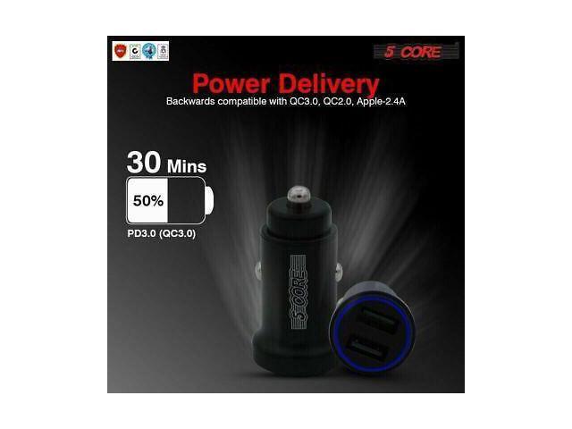 5Core 12V Car USB Fast Charger Dual USB Port Adapter For IPhone Samsung CDKC13