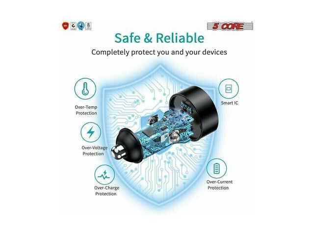 5Core 12V Car USB Fast Charger Dual USB Port Adapter For IPhone Samsung CDKC13