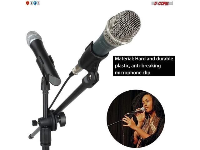 2-Pack Microphone Clip Break Resistant Stand Adapter for Handheld Wired Mics with ¾' Barrel Diameter 5 Core MC 05 2PCS