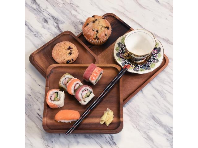 Kalmar home Set of 3 Acacia Square Plates - 1 Each Size