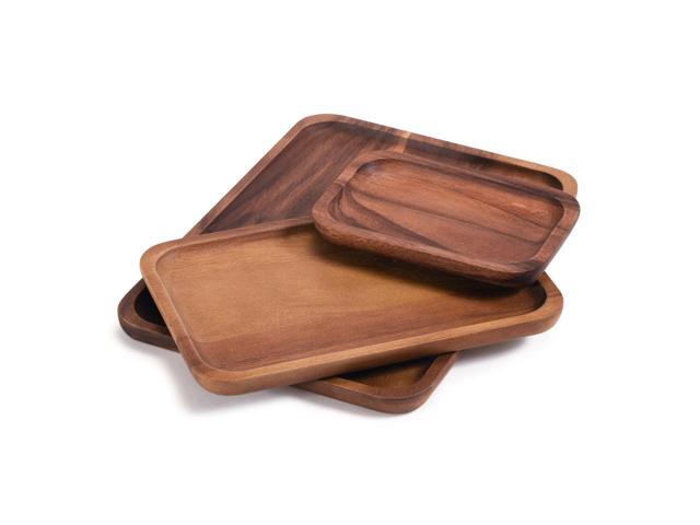 Kalmar home Set of 3 Acacia Rectangular Plates - 1 Each Size