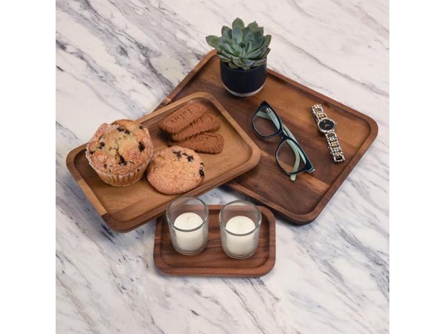Kalmar home Set of 3 Acacia Rectangular Plates - 1 Each Size