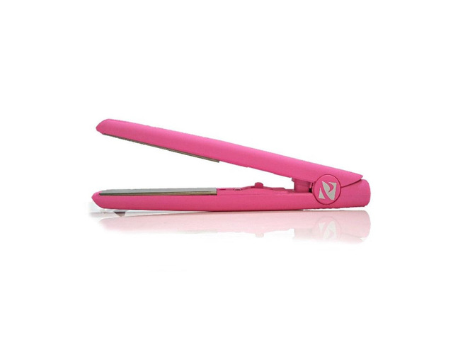 Proliss Mini Silk Travel-Perfect 0.5' Tourmaline Ceramic Dual Voltage Flat Iron - Diamond Collection - Pink