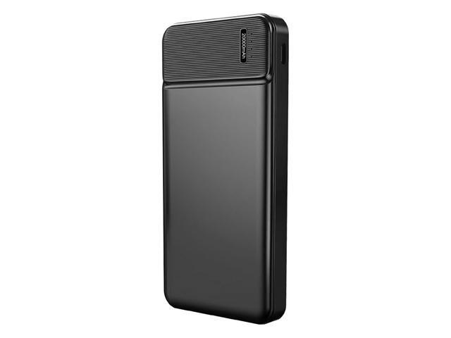 20K mAh Portable Phone Charger Micro USB Cable Battery Pack for iPhone Samsung - Black - 20000mAh