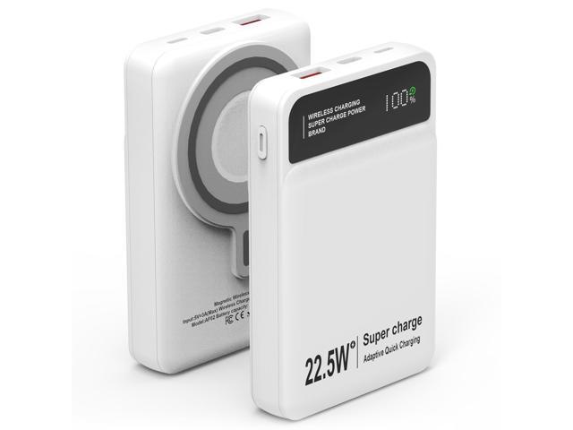 10000mAh 3-in-1 MagSafe Power Bank PD22.5W Fast Charger Magnetic for iOS/Samsung - White - 10000MA