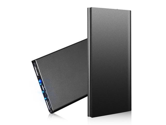 20K mAh Ultra-Thin Power Bank Dual USB Phone Charger - Black - One size