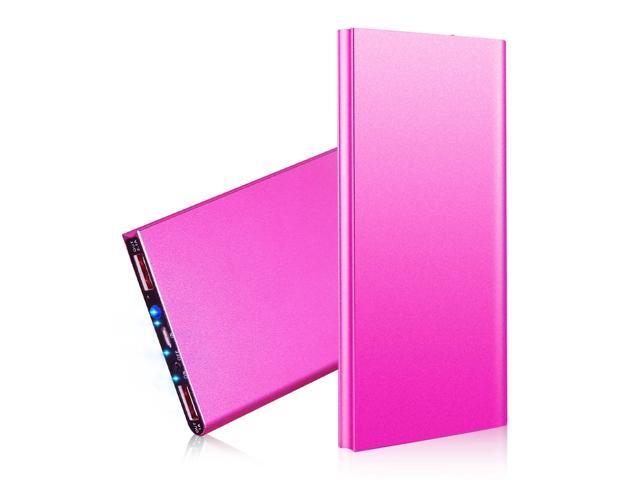 20K mAh Ultra-Thin Power Bank Dual USB Phone Charger - Hot Pink - One size