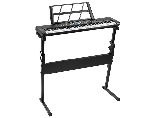 Fresh Fab Finds 61 Keys Digital Music Electronic Keyboard Electric Piano Instrument Kids Learning Keyboard w/ Stand Microphone - Black One size