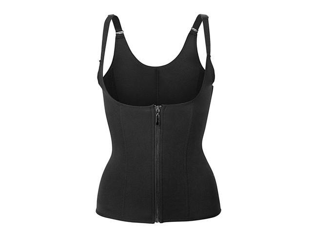 Fresh Fab Finds Zippered Waist Trainer Corset Waist Tummy Control Body Shaper Cincher Back Support with Adjustable Straps for Women Black Small
