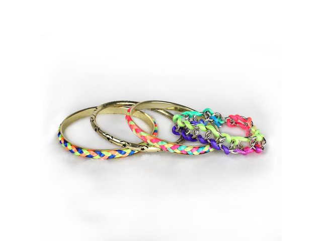 Fresh Fab Finds 4-Piece Colorful Woven Burnished Gold Bracelet Set - Multi - One Size