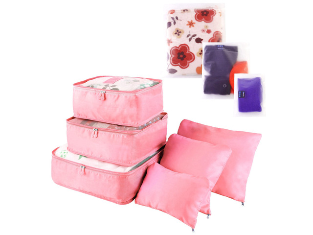 Fresh Fab Finds 9Pcs Travel Packing Cubes Water-Resistant Luggage Organizers for Clothes & Underwear - Pink - One size