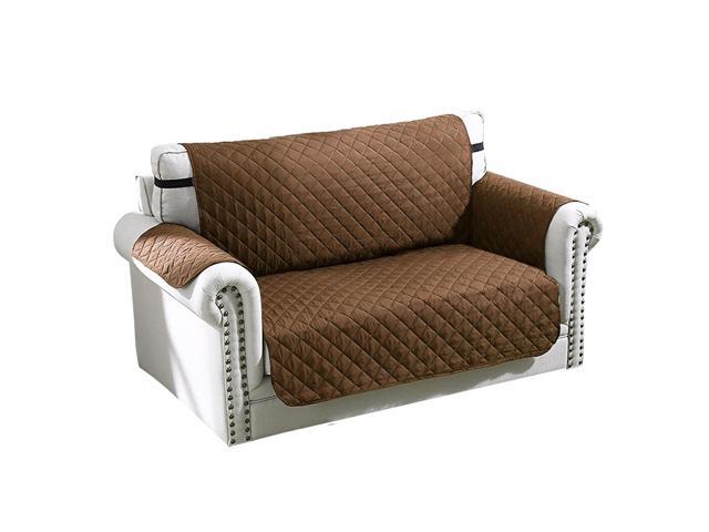 Fresh Fab Finds Reversible Sofa Cover w/ Straps Water-Resistant for Pets/Kids - Chocolate - 2 Seat