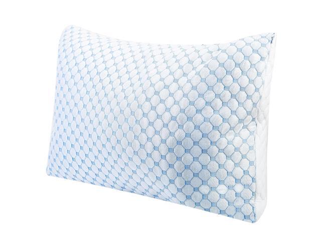 Fresh Fab Finds Cooling Gel Memory Foam Bed Pillow Ventilated Heat-Reducing Washable Cover - Blue - Queen
