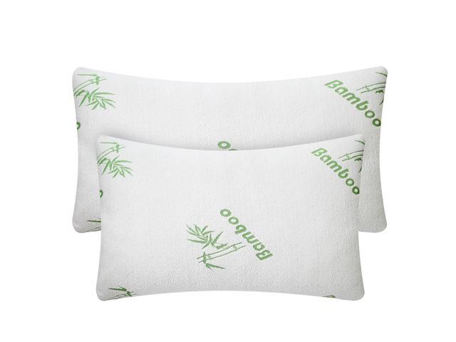 Fresh Fab Finds 2-Pack Bamboo Memory Foam Shredded Bed Pillows with Washable Covers - White - King