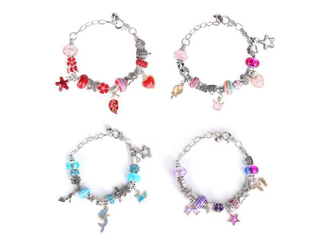 Fresh Fab Finds 66Pcs Kids Charm Bracelet & Necklace DIY Jewelry Kit with Gift Box - Purple - One size