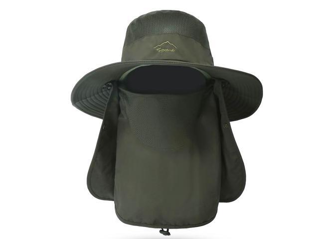 Fresh Fab Finds Fishing Bucket Hat w/ Removable Neck & Face Cover - Green - One size