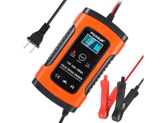 Fresh Fab Finds Car Battery Charger 12V 5A Intelligent Pulse Repair w/ LCD Display - Orange - One size