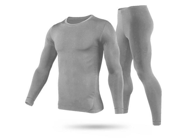 Fresh Fab Finds Mens Thermal Underwear Set Long Sleeve Top & Pants for Winter Sports - Gray - XL