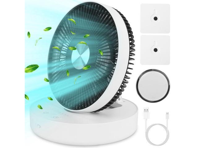 Fresh Fab Finds Foldable Rechargeable LED Desk Fan w/ Remote, 4 Speeds, Timer, Wall Mount - White - One size
