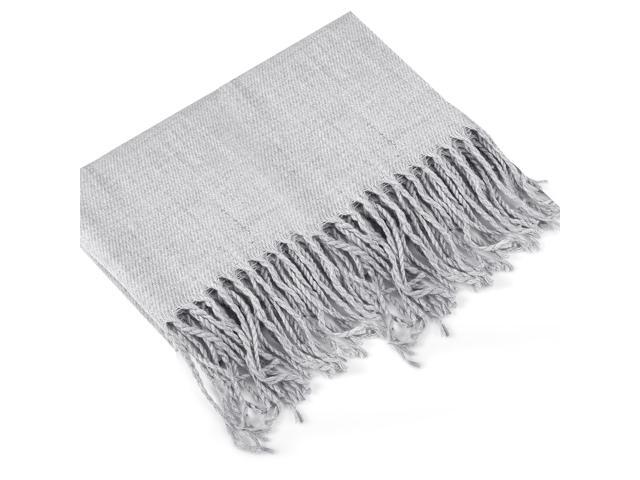 Fresh Fab Finds Oversize Cashmere Wool Shawl Wrap Blanket Winter Solid Scarf Pashmina 79x28in - Light Gray Large