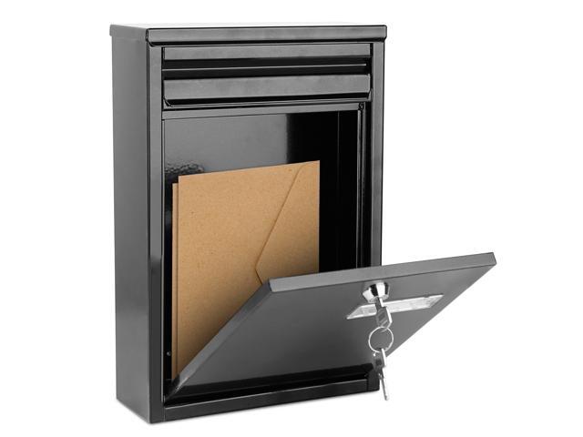 Fresh Fab Finds Lockable Wall Mount Mailbox Galvanized Iron with 2 Keys - Black - One Size