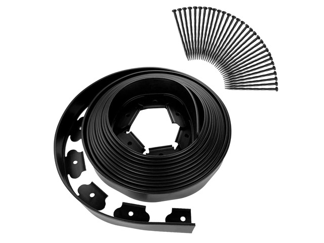 Fresh Fab Finds No-Dig Landscape Edging Kit 32.8FT with 30 Stakes 2In Tall for Lawn Yard Flower Beds - Black