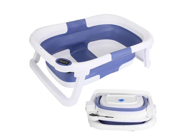 Fresh Fab Finds Baby Bath Tub with Thermometer Collapsible Travel-Friendly 0-24Months Baby Bathtub with Drain Hole For Newborn Infant Toddler...