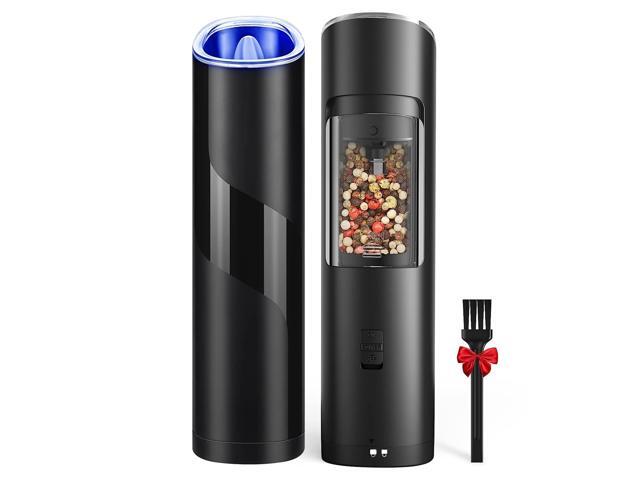 Fresh Fab Finds Electric Salt and Pepper Grinder Automatic Gravity Sensor Battery Powered Salt Mill LED Indicator Adjustable Coarseness One Hand...