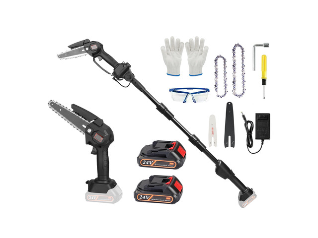Fresh Fab Finds 2-in-1 Cordless Pole Saw & Mini Chainsaw Electric Mini Chainsaw Length Adjustable Cordless Chain Saw with 2Pcs 1500mAh Batteries...