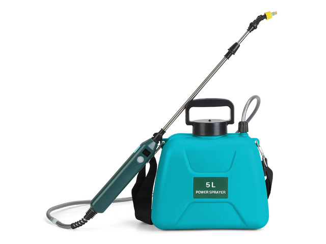Fresh Fab Finds 5L Electric Garden Sprayer, Rechargeable, Telescopic Wand, 3 Nozzles - Green