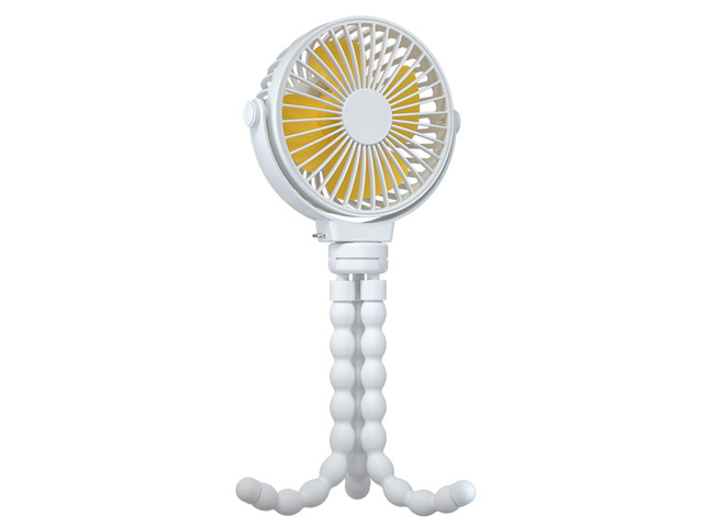Fresh Fab Finds Portable Baby Stroller Fan - Rechargeable Handheld Fan with Flexible Tripod - 3 Speeds - 360° Tilt Head - White - One size