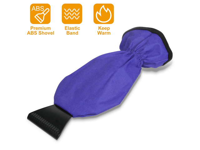Fresh Fab Finds Ice Scraper Glove Car Windshield Snow Scraper Remover Glove Lined of Fleece Winter Ice Scraper Mitt Keep Warm - Blue - One size