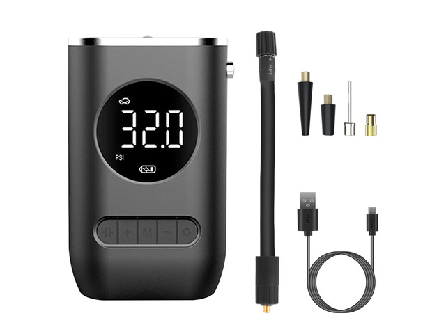 Fresh Fab Finds Car Tire Inflator Pump Portable Car Air Compressor Wireless Electric Air Pump 150 PSI with LED Light - Black - One size