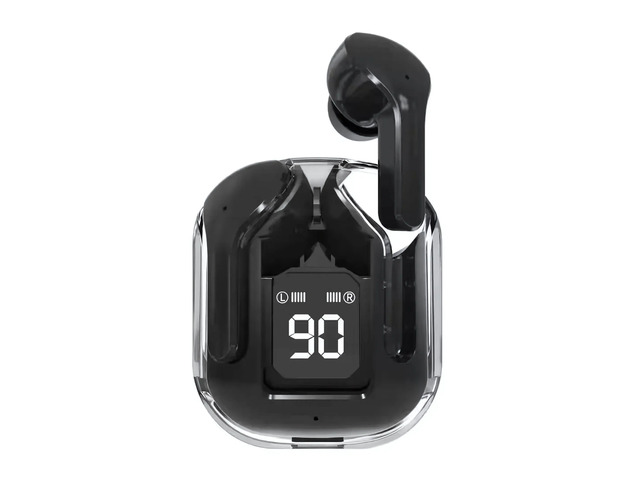 KENRO T2 Crystal TWS Earbuds Portable Wireless Bluetooth Headphones Dual Stereo Sport Gaming NFC Waterproof Long Standby - Black - No Size